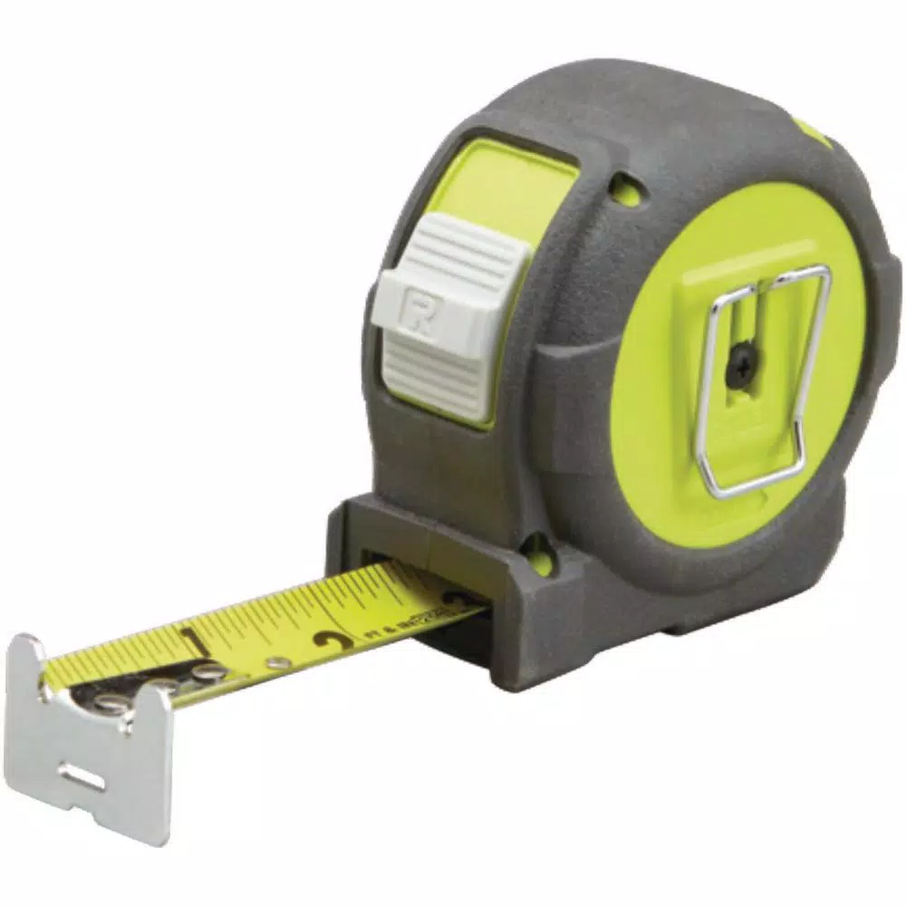 RYOBI 25 ft. Tape Measure with Overmold Housing and Wireform Belt Clip
