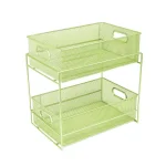 MIND READER 2-Tier Metal Mesh Utensil Caddy & Organizer, Green thumbnail 1