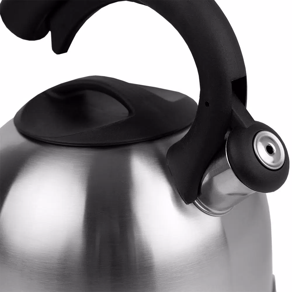 Home Basics 10.5-Cup Stainless Steel Whistling Tea Kettle, Silver