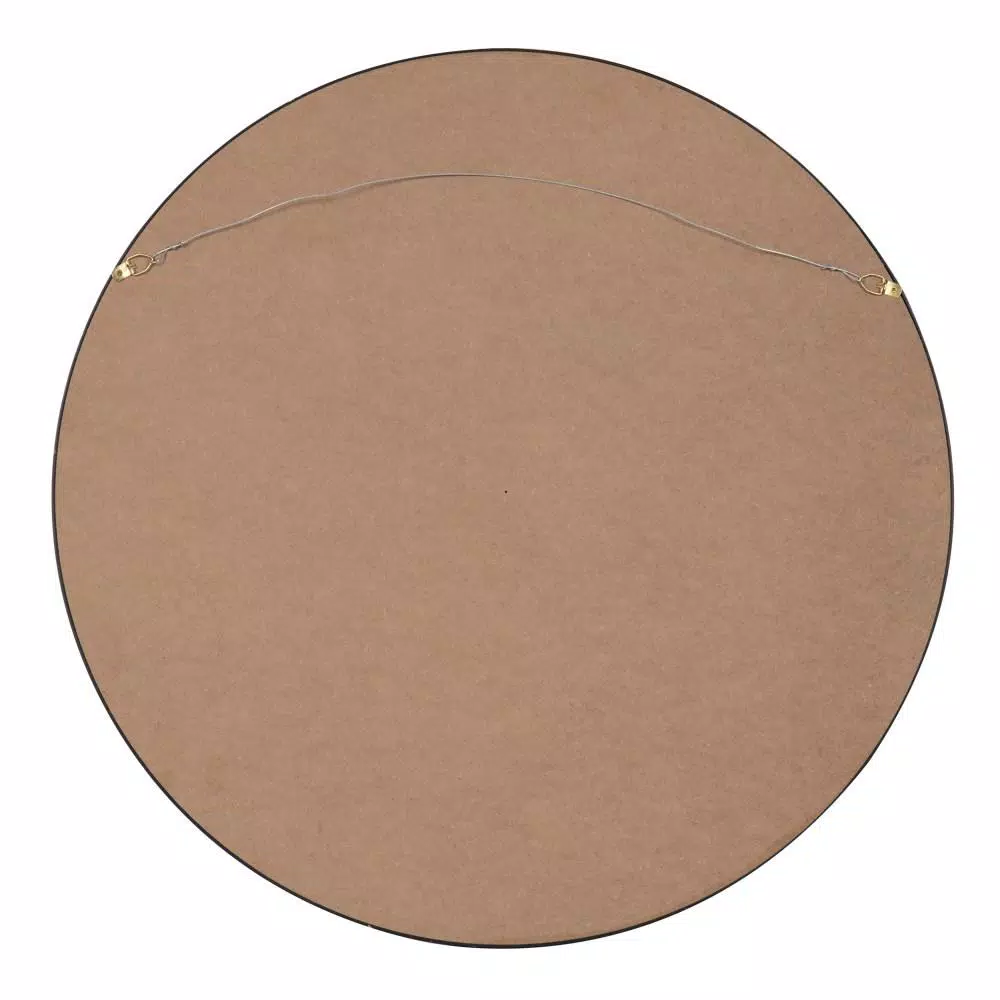 Kate and Laurel Black Contemporary Round Wood Framed Accent Mirror, 25.59 in.