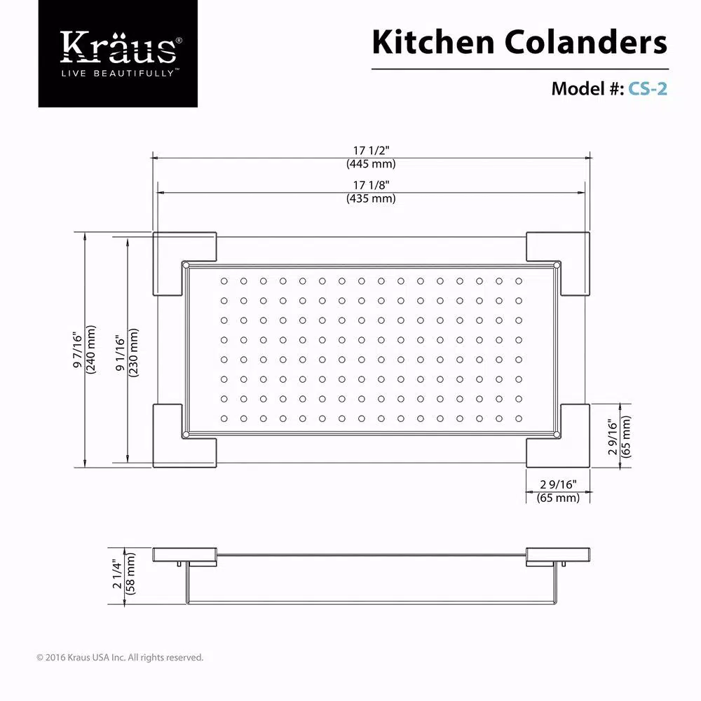 KRAUS Stainless Steel Colander with Protective Bumpers