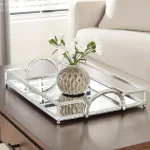 Home Decorators Collection Silver Hammered Metal Decorative Rectangle Mirror Tray thumbnail 3