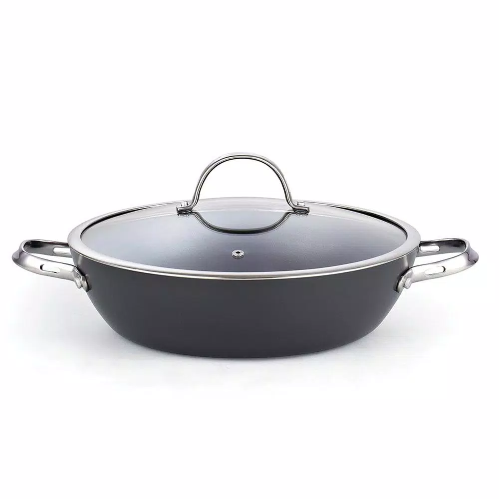 Cooks Standard 5 Qt. Hard-Anodized Aluminum Nonstick Saute Pan with Glass Lid, 12 in.