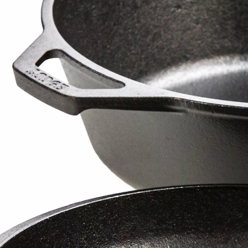 Lodge 2-Piece Cast Iron Combo Cooker Set - Deep Skillet, Fryer, and Dutch Oven with Convertible Lid