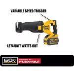 DEWALT FLEXVOLT 60V MAX Cordless Brushless Reciprocating Saw & 6-1/2 in. Circular Saw Combo Kit with (2) 9.0 Ah Batteries thumbnail 2