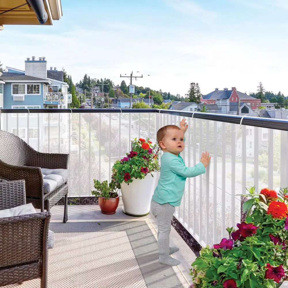 KidCo 15 ft. Mesh Rail Guard for Balconies and Stairs, White
