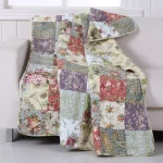 Greenland Home Fashions Blooming Prairie Multi Color Quilted Cotton Throw, Floral Patchwork Design thumbnail 1
