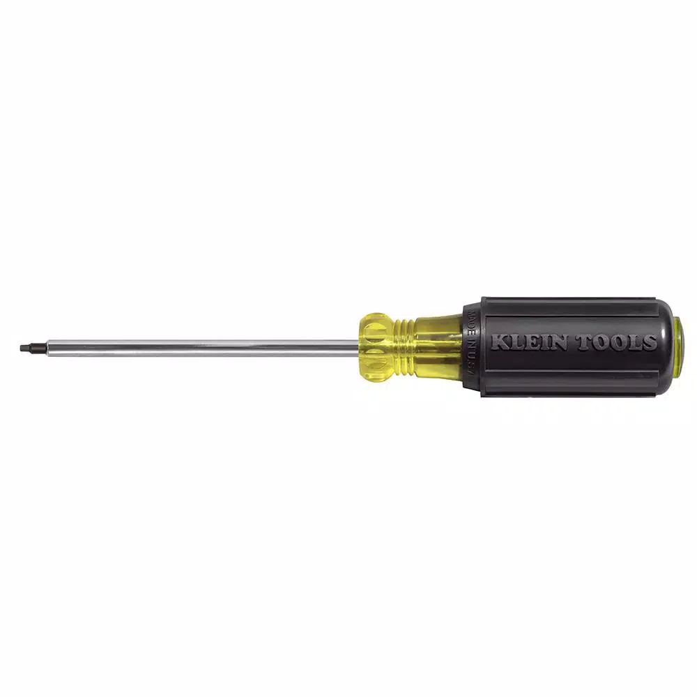 Klein Tools #1 Square Recess Tip Screwdriver with 4 in. Round Shank and Cushion Grip Handle