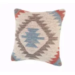 LR Home Southwestern Red Blue Gray Graphic Throw Pillow - 18 x 18 in. Cotton Square Accent Pillow thumbnail 4