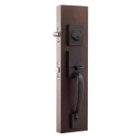 Copper Creek Craftsman Tuscan Bronze Front Door Handleset with Right-Hand Scandinavian Lever Trim thumbnail 2