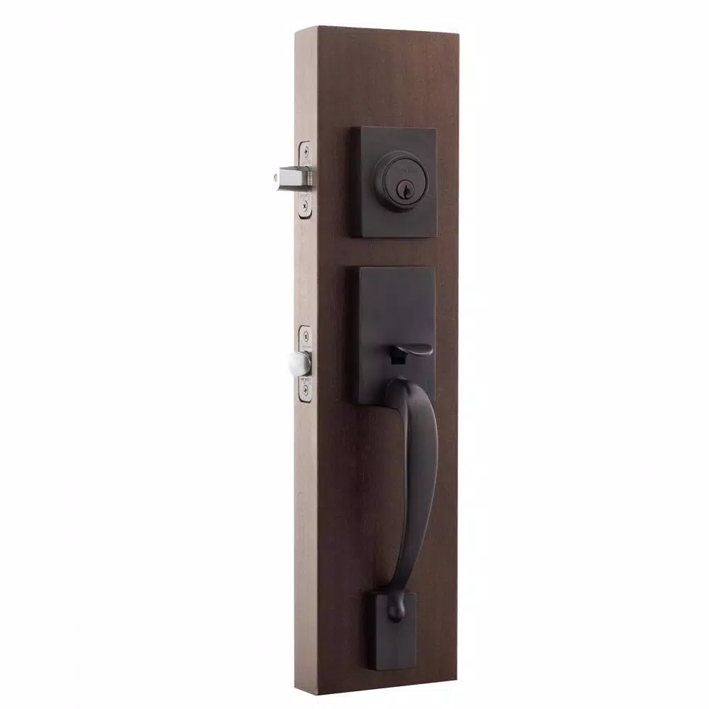 Copper Creek Craftsman Tuscan Bronze Front Door Handleset with Right-Hand Scandinavian Lever Trim