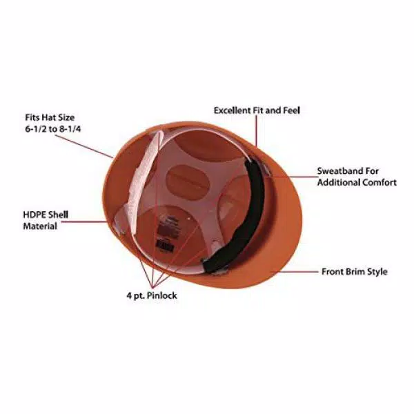 Safe Handler Bison Life Safe Handler Everyday Series Orange HDPE Bump Cap with 4-Point Pin Lock