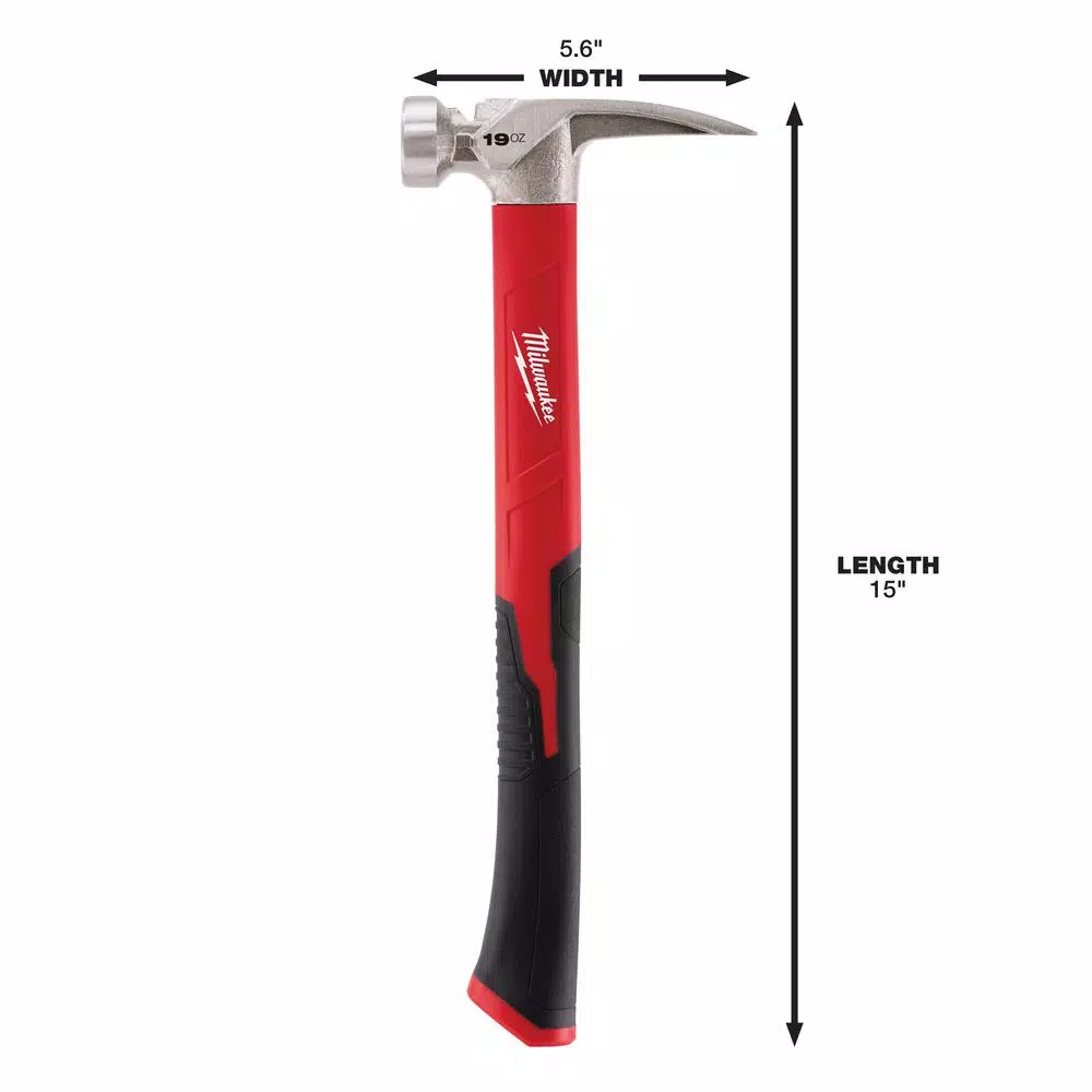 Milwaukee 19 oz. Smooth Face Hammer with Fiberglass Handle and Hammer Loop