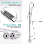 AKDY Freestanding Floor Mount Roman Tub Faucet with Hand Shower, Chrome thumbnail 4