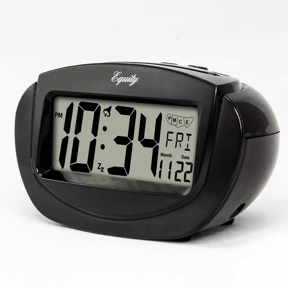 La Crosse Technology Insta-Set Digital LCD Alarm Clock with Calendar and Backlight, Black