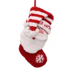 Glitzhome 20 in. Handmade Hooked Christmas Stocking with 3D Santa Design - Red & White thumbnail 1