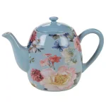 Certified International Morning Bloom 40 oz. 4-Cup Multicolored Earthenware Teapot thumbnail 1