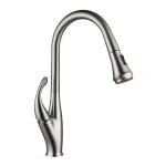 Vanity Art Brushed Nickel Single-Handle Pull-Down Kitchen Faucet with Spray Wand thumbnail 1