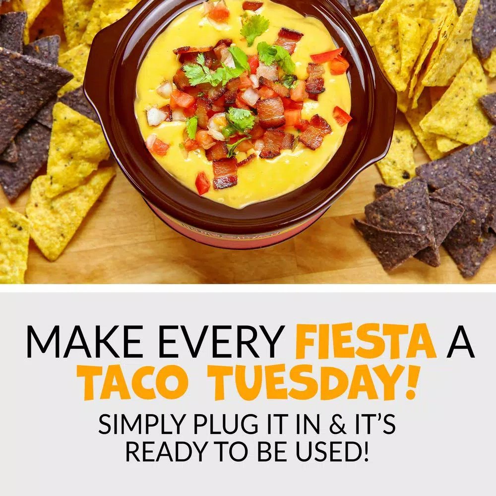 Taco Tuesday Mini Fiesta Dippers .65 Qt. Slow Cooker with Removable Ceramic Pot, Red