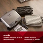George Foreman Evolve 144 sq. in. Platinum Indoor Grill System with Ceramic and Waffle Plates thumbnail 4