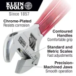 Klein Tools 1-1/2 in. Extra Capacity Adjustable Wrench with Plastic Dipped Handle thumbnail 2