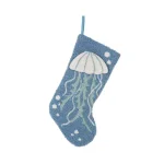Glitzhome 19 in. 3D Jellyfish Hooked Christmas Stocking, Blue and White Beach Theme thumbnail 1