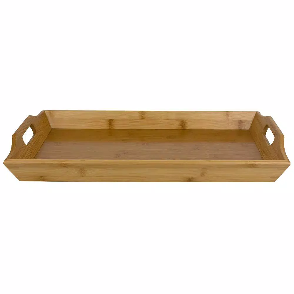 Unbranded Rectangular Bamboo Serving Tray - Rustic Brown Eco-Friendly Multi-Purpose Tray