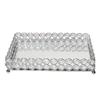 Elegant Designs 10.5 in. Chrome Ellipse Crystal Decorative Mirrored Jewelry and Makeup Vanity Organizer Tray thumbnail 4