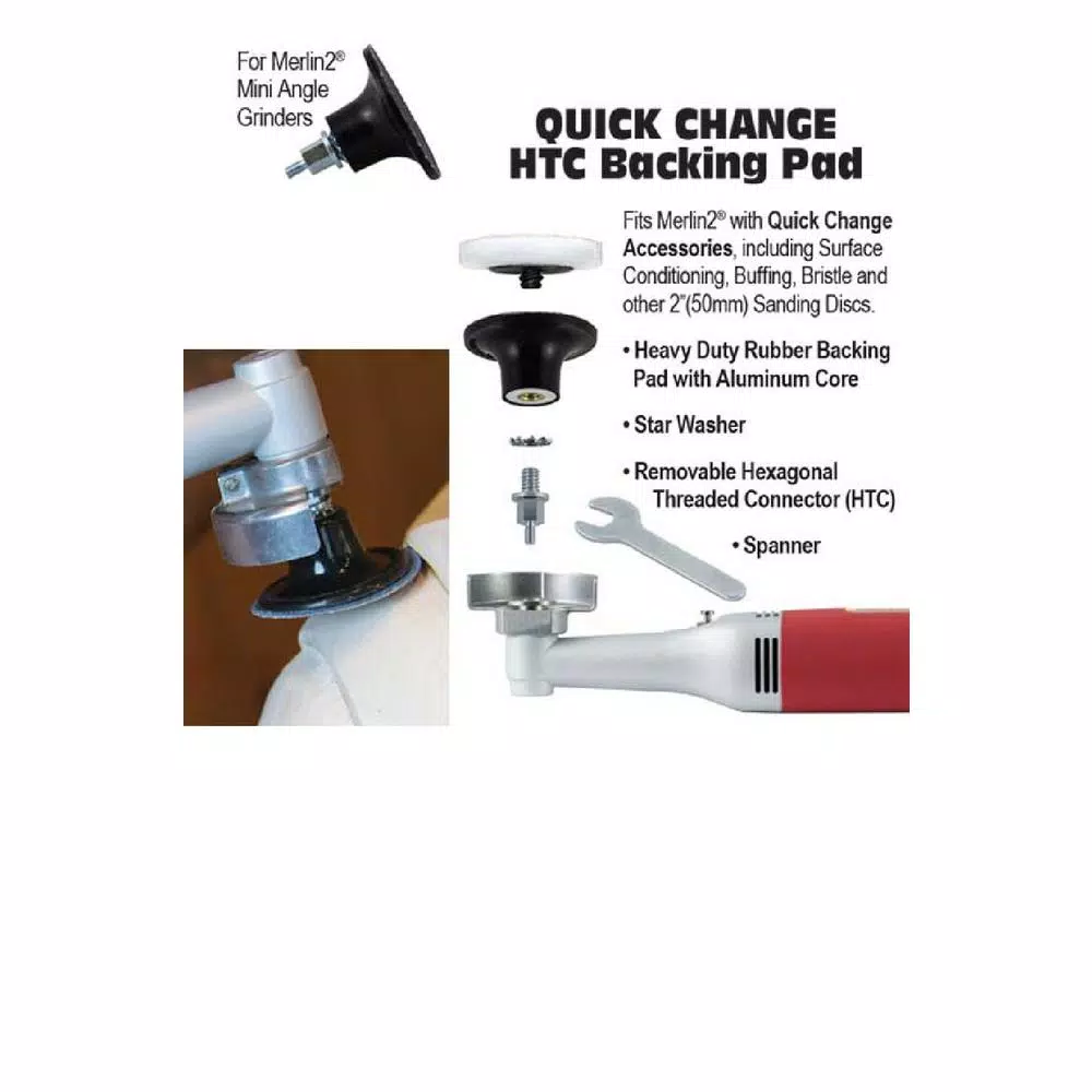 King Arthur's Tools Merlin2 Quick Change HTC Backing Pad Assembly for Sanding, Grinding, and Polishing