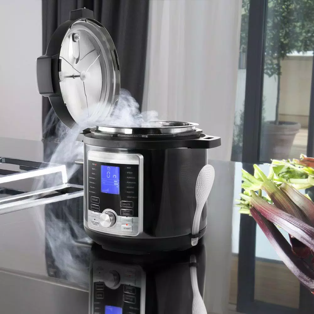 Megachef 6 Qt. Stainless Steel Digital Electric Pressure Cooker with 14 Programmable Settings