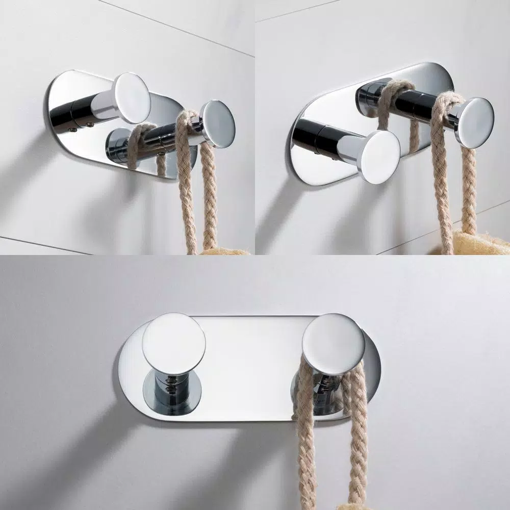 KRAUS Elie Double Robe and Towel Hook, Solid Brass, Chrome
