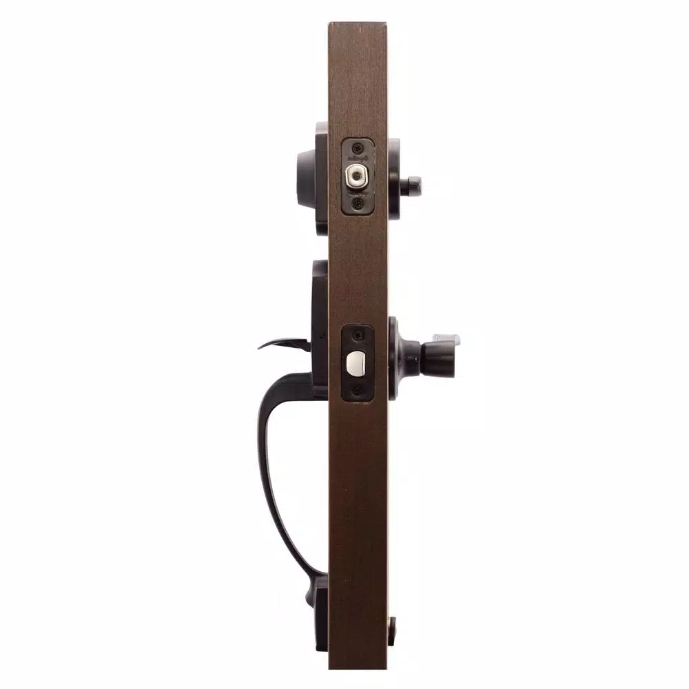Copper Creek Tuscan Bronze Contemporary Front Door Handleset with Left-Hand Scandinavian Lever Trim