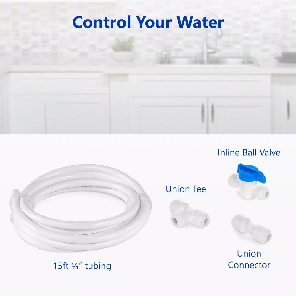 Express Water Refrigerator Connection Kit for Reverse Osmosis Systems, 15 ft. Tubing & Fittings
