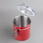 Creative Home 4-Piece Red Stainless Steel Canister Set with Airtight Locking Clamp Lids thumbnail 3