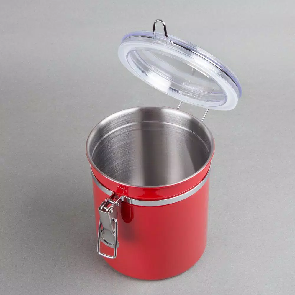 Creative Home 4-Piece Red Stainless Steel Canister Set with Airtight Locking Clamp Lids