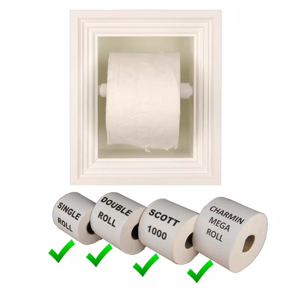 Unbranded Newton Recessed Toilet Paper Holder, 3-Roll Melbourne Frame, Solid Pine, White