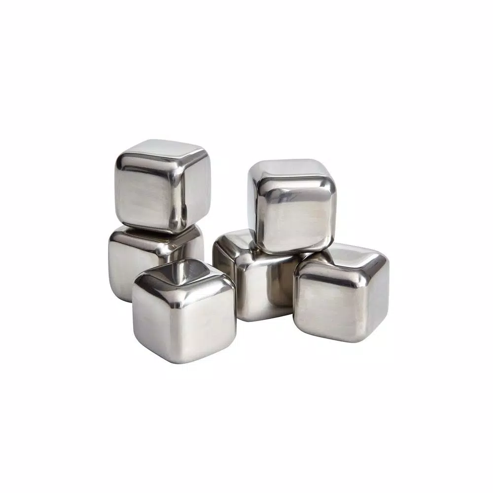 Visol Arctic 6-Piece Stainless Steel Ice Cube Set for Whiskey and Scotch