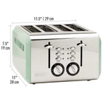 Haden Cotswold 4-Slice Wide Slot Retro Toaster, 1500W, Sage Green thumbnail 4