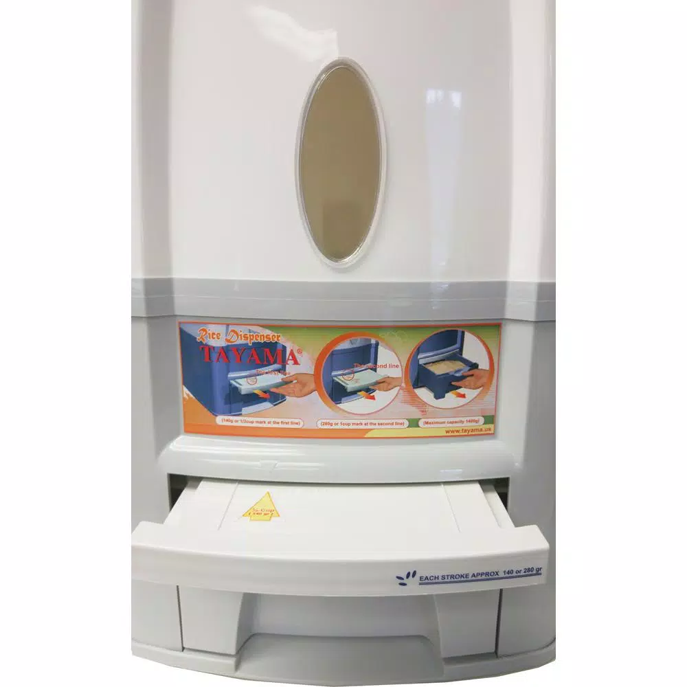 Tayama Rice Dispenser 55 lbs. Capacity White Dry Food Storage Container