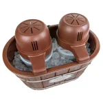 Nostalgia ICMW200DBL 4 Qt. Electric Double Flavor Ice Cream Maker, Brown Wood Grain thumbnail 2