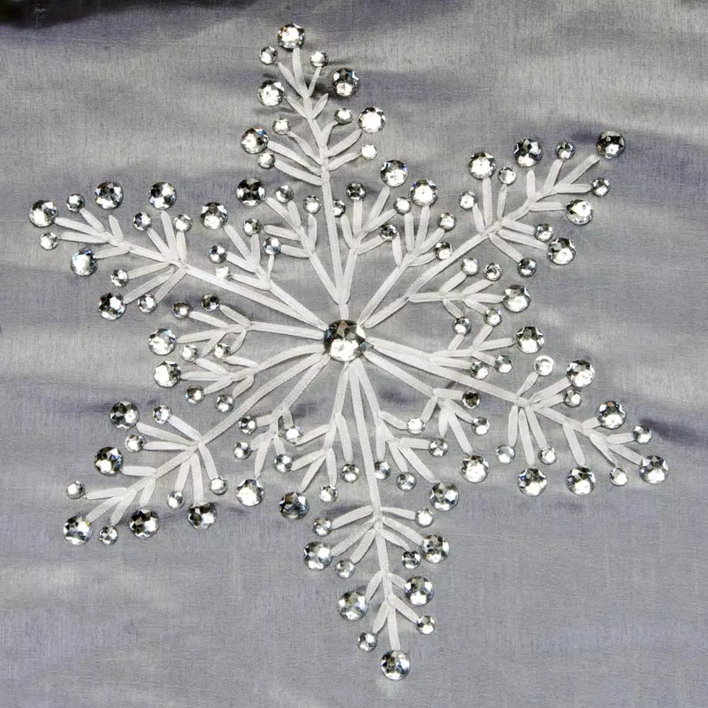 National Tree Company 42 in. Snowflake Design Christmas Tree Skirt with Embroidered Motifs