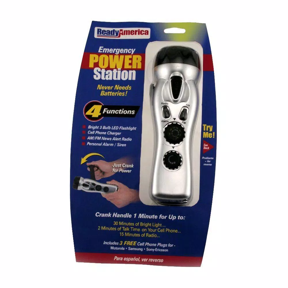 Ready America Emergency Power Station Hand-Crank Flashlight Radio and Cell Phone Charger