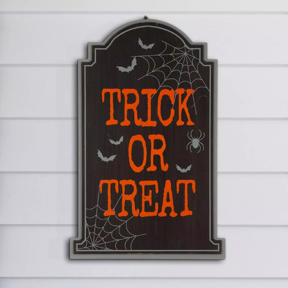 Glitzhome 29 in. Halloween Wooden Tombstone Yard Stake, Hanging, or Standing Decor