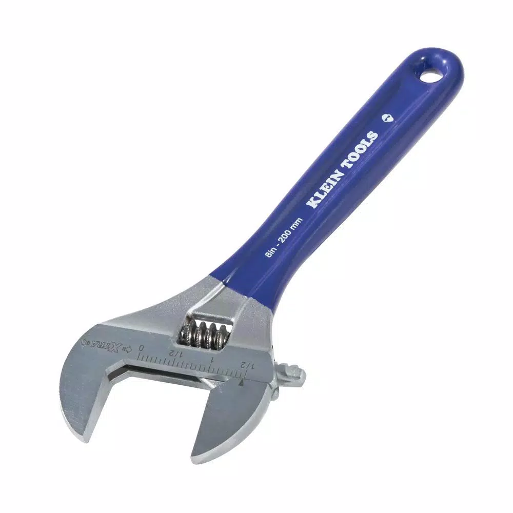Klein Tools 8 in. Extra Wide Jaw Adjustable Wrench, 1-1/2 in. Capacity