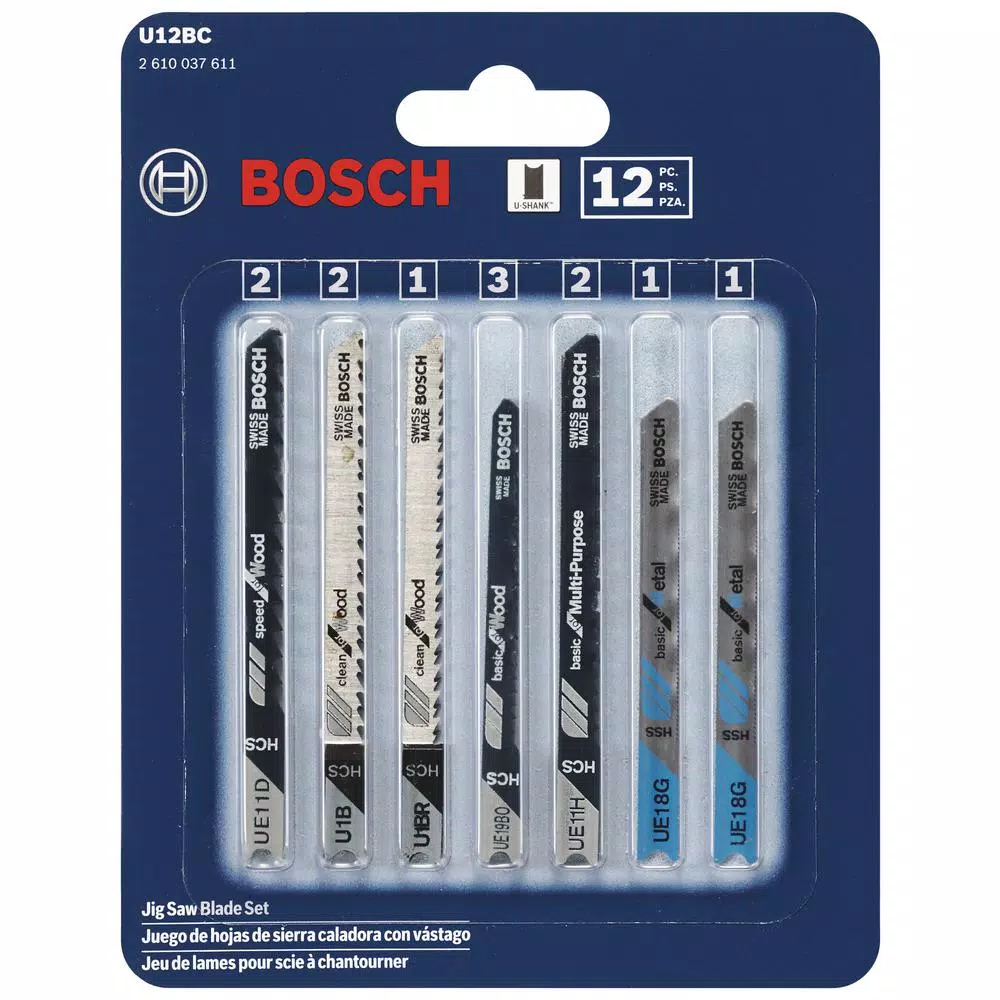 Bosch 12-Piece Multi-Purpose U-Shank Jig Saw Blade Assortment for Wood and Metal