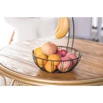 Basicwise Wire Metal Fruit Basket Holder with Integrated Banana Hanger - Black thumbnail 3
