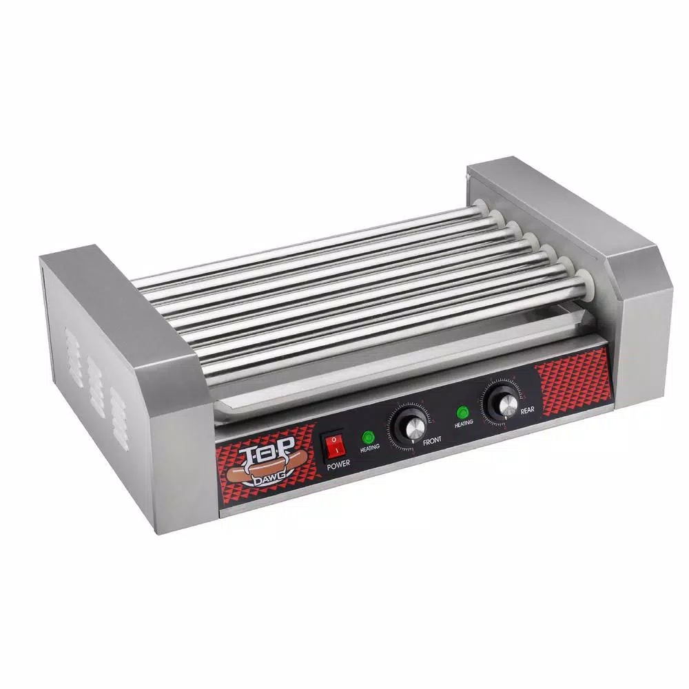 Great Northern Popcorn Commercial 1400W 18-Hot Dog 7-Roller Grilling Machine with Cover