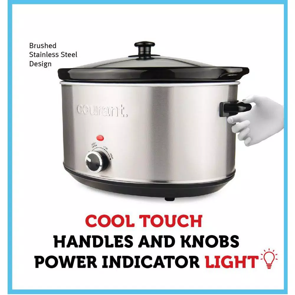 Courant 8.5 Qt. Stainless Steel Slow Cooker with Temperature Settings