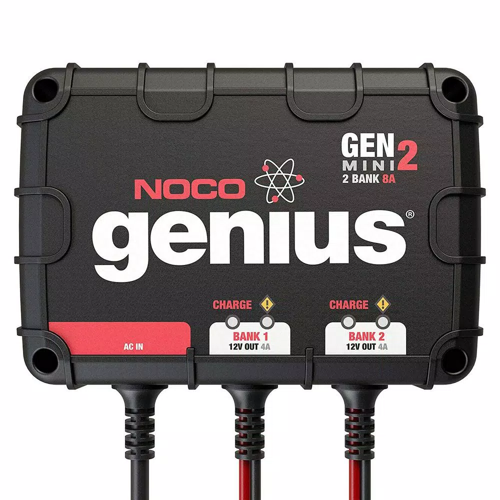 NOCO Genius GENM2 8 Amp 2-Bank On-Board Battery Charger for 12V Lead Acid Batteries