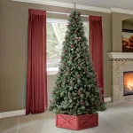 Glitzhome 22 in. Red Wooden Tree Collar - Handcrafted Rustic Tree Box thumbnail 2